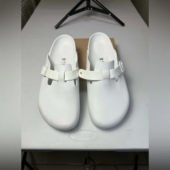 Birkenstock Boston Eva White Clogs Sz 46 Men Sz 13 Damaged - Picture 12 of 15